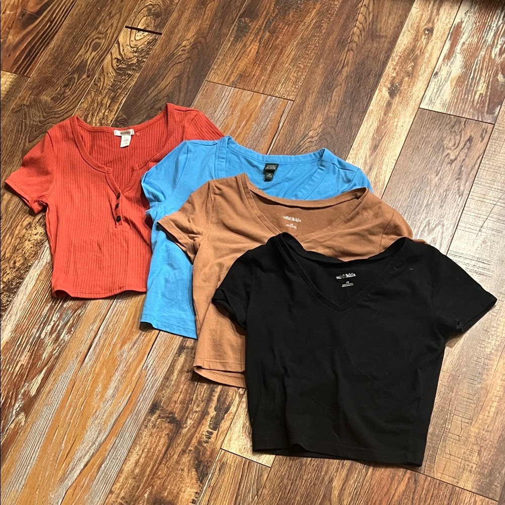 Lot of Crop Tops - Orange, Blue, Brown, Black